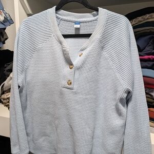 Old Navy Light Blue Waffle Knit Long Sleeve Top
